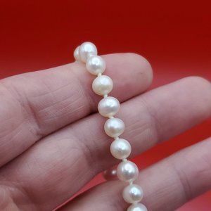 7 Inch Gold Over 925 Sterling Silver Cute Genuine White Pearls Bracelet